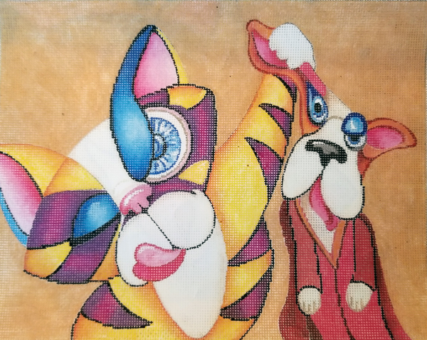 Hand-painted needlepoint canvas ALMA-04, "Seriously?"