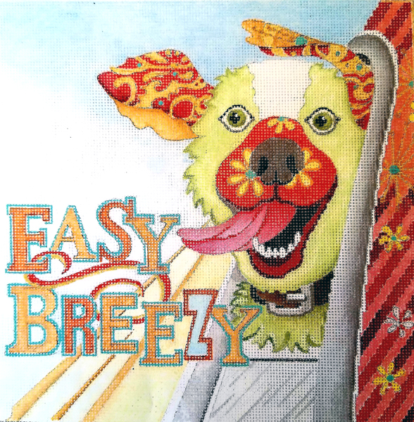 Hand-painted needlepoint canvas CHALEY-11, "Easy Breezy"