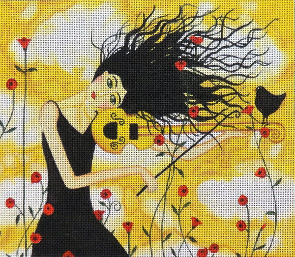 Hand-painted needlepoint canvas DH-05, "Violinist"