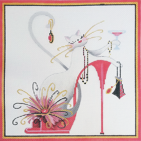 Hand-painted needlepoint canvas MR-01, "Flossie"